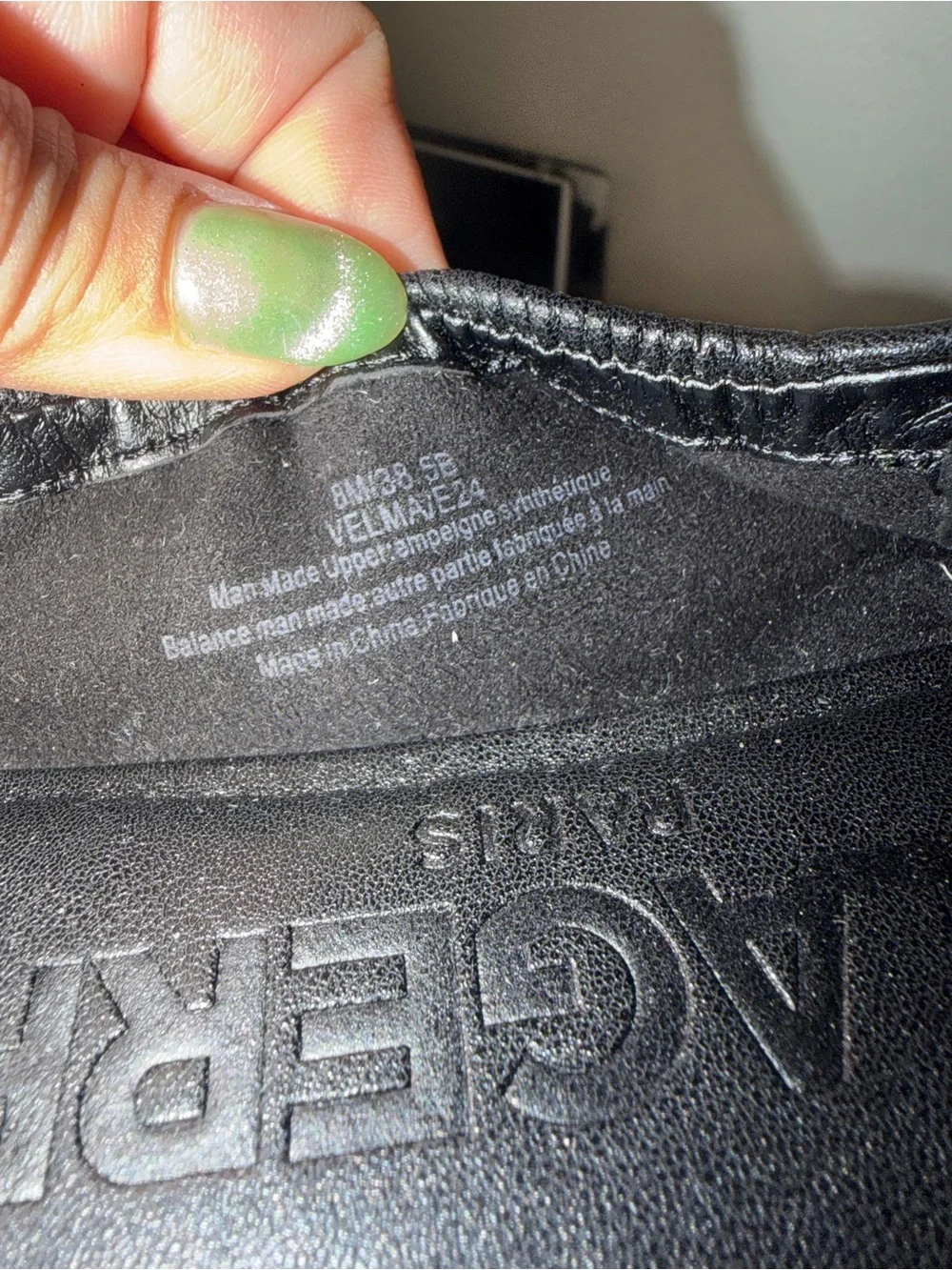 Karl Lagerfeld Black Leather Elastic Ballet Flat with Logo Bow